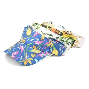 Women's open top sun visor hats with tropical floral prints for beach and outdoor travel
