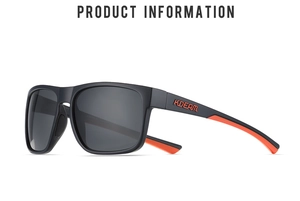 Detail view of polarized sports sunglasses showing non-slip temples and orange interior