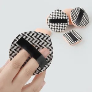 Large houndstooth makeup puff set with thick sponge texture for professional blending