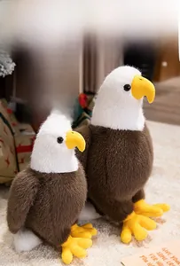 Detailed plush bald eagle toys in large and small sizes with soft brown and white fur