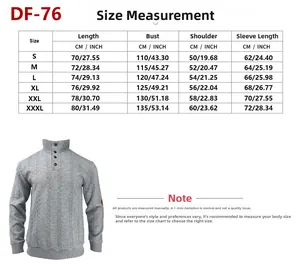 Guida alle taglie dettagliata per la maglia Henley ricamata con misure in cm e pollici