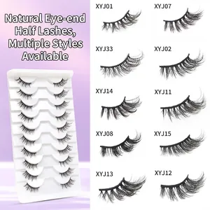 10 pairs of half-eye cat eye false eyelashes featuring natural density and curly winged ends