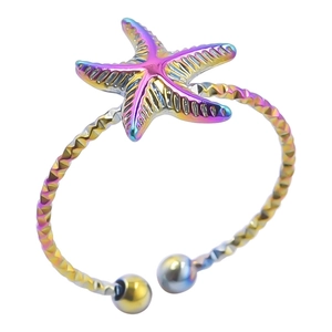 Detailaufnahme von Regenbogen-Seesternring mit verstellbarem Doppelball-Design