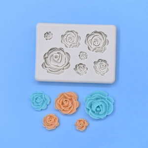 DIY rose flower silicone mold for cake baking with multi-size floral shaped cavities