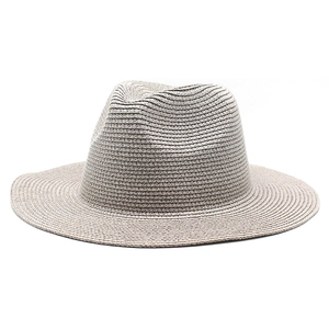 Classic straw Panama hat for sun protection in a natural beige woven finish