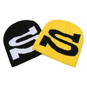 Strickmütze Beanie Acryl Großer S Buchstabe Jacquard Warm Winter Streetwear Hip Hop Skull Cap Für Damen Herren