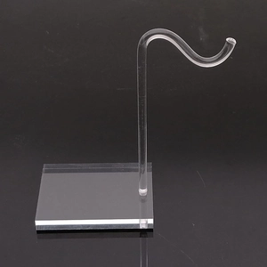 Transparent acrylic S-hook jewelry stand with stable square base for bracelet display