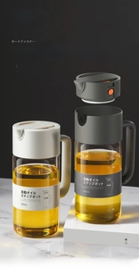 Lot de 2 huiliers en verre 550ml avec échelles de mesure et couvercles automatiques