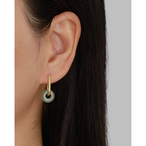 Boucles d'oreilles créoles S925 style chinois avec pierre naturelle aventurine