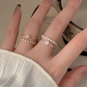 Chic 925 sterling silver stacked ring set with cubic zirconia in gold and silver