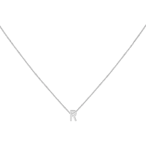 Minimalist silver initial R pendant necklace with refined chain for women