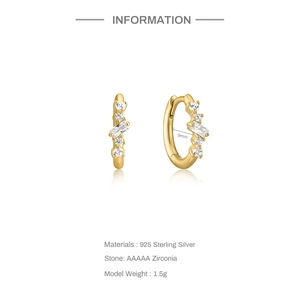 Detail showing 9mm inner diameter of 925 sterling silver gold hoop earrings with zircon