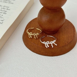 Elegant 925 sterling silver bow knot open rings in gold and silver finish