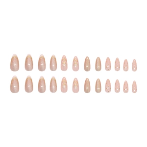 French press-on nails with 3D cat eye tulip and lace design in almond shape set
