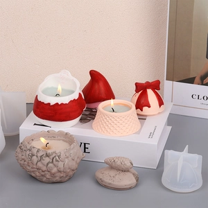 Moule en silicone Père Noël pour pots de bougies parfumées DIY et boîtes de rangement