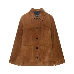 Damen Veloursleder-Imitat Revers Jacke Casual Einfarbig Einreihig Mittellang Langarm Oberbekleidung Mit Taschen