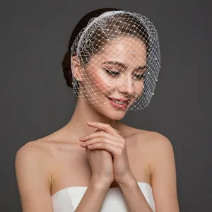 Bridal Birdcage Veil Fascinator Headband Rhinestone Mesh Net Wedding Party Vintage Hair Accessories For Women