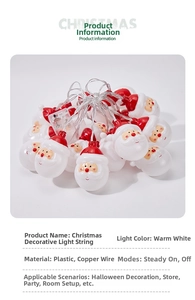 Detailweergave van de kerstman LED lichtslinger met productspecificatietabel.