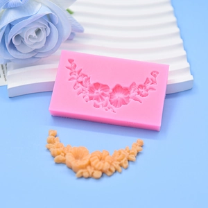 Pink floral bouquet silicone mold for cake decorating and fondant chocolate crafts