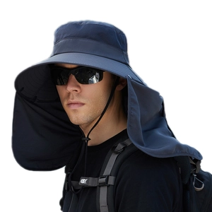 Chapeau de pêche pour hommes avec rabat de cou et maille respirante gris foncé