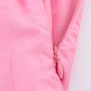 Abito lungo rosa stile francese con orlo asimmetrico e cerniera lampo invisibile
