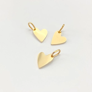 Minimalist polished gold stainless steel heart shaped charms for DIY jewelry making projects