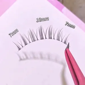 Natural 7mm and 10mm segment fairy style false eyelashes on light pink card