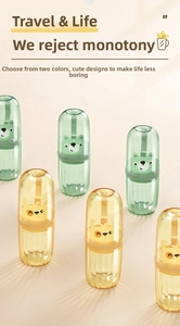 Portable capsule-shaped travel wash cups with cute bear and puppy patterns in green and yellow