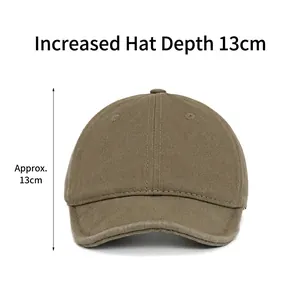 Khaki short brim vintage baseball cap for men and women with 13cm deep fit profile