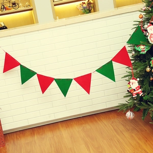 Christmas felt pennant banner in red and green for festive store and hotel decoration