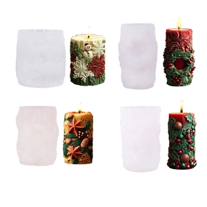 Stampi in silicone per candele natalizie con motivi 3D di fiocchi di neve e pupazzi