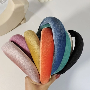 Velvet Padded Headband Wide Thick Sponge Hair Band Retro Elegant High Top Head Hoop For Women Girls Handmade