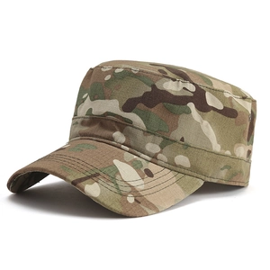Outdoor tactical camouflage flat top military cap with breathable metal eyelets