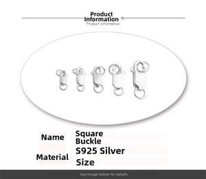 S925 sterling silver square lobster clasps in five different sizes for DIY jewelry making