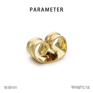 Détail du fermoir papillon en acier plaqué or 18K avec largeur 6mm et poids 1g