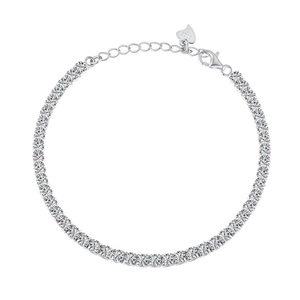 Sparkling S925 sterling silver tennis bracelet with brilliant cut zircon stones and heart charm