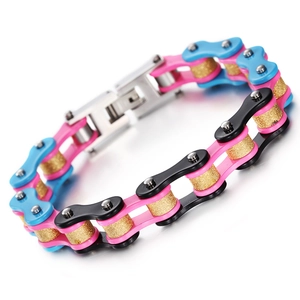 Bracelet chaîne de vélo coloré pour hommes en acier inoxydable avec paillettes