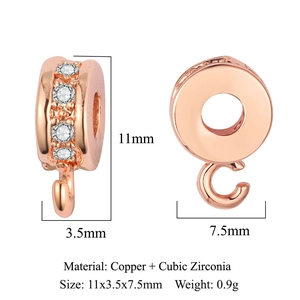 Rose gold plated copper pendant bail with micro-pave cubic zirconia for DIY jewelry making