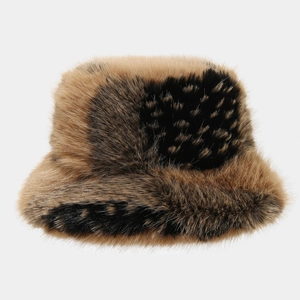 Thick plush leopard print bucket hat for winter outdoor warmth and trendy style