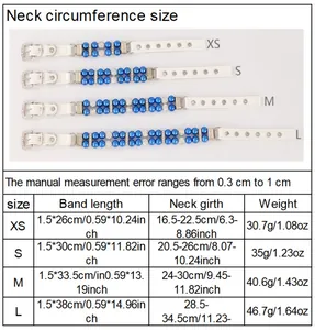 Detailed pet collar size chart with neck circumference for cats and small dogs