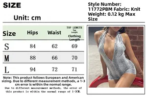 Größentabelle für Neckholder-Jumpsuit mit Schlangenmuster und Maßen in cm für S bis L