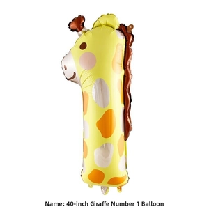 40-inch standing number 1 giraffe balloon made of shiny yellow aluminum foil