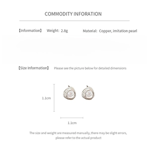 Detailed size chart and specifications for vintage vortex pearl stud earrings