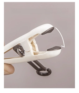 Detail of wide drying clip with non-slip soft rubber grip and strong biting force