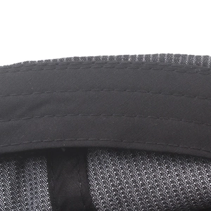 Men's striped beret cap showing detailed stitching and textured fabric construction