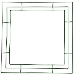 Green square metal floral wreath frame with triple wire layer for DIY Christmas decor
