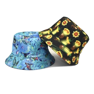 Chapeau Bob Réversible Imprimé Coton Polyester Protection Solaire Chapeau De Pêcheur Hommes Femmes Mode Décontractée