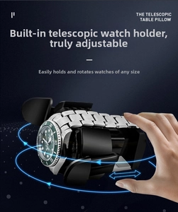Detail of adjustable telescopic watch pillow showing compression for various strap sizes