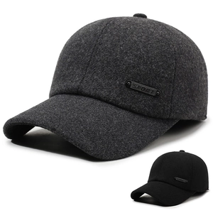 Men Winter Baseball Cap Woolen Thickened Warm Windproof With Ear Flaps Casual Sporty Adjustable Outdoor Fashion Hat