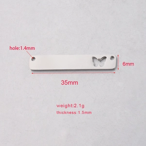 Mirror polished stainless steel hollow butterfly pendant DIY jewelry connector 6x35mm